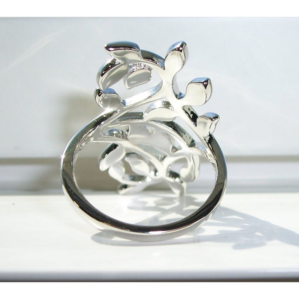 925 STERLING SILVER Extravagant Leaves Statement Ring - Picture 8 of 16